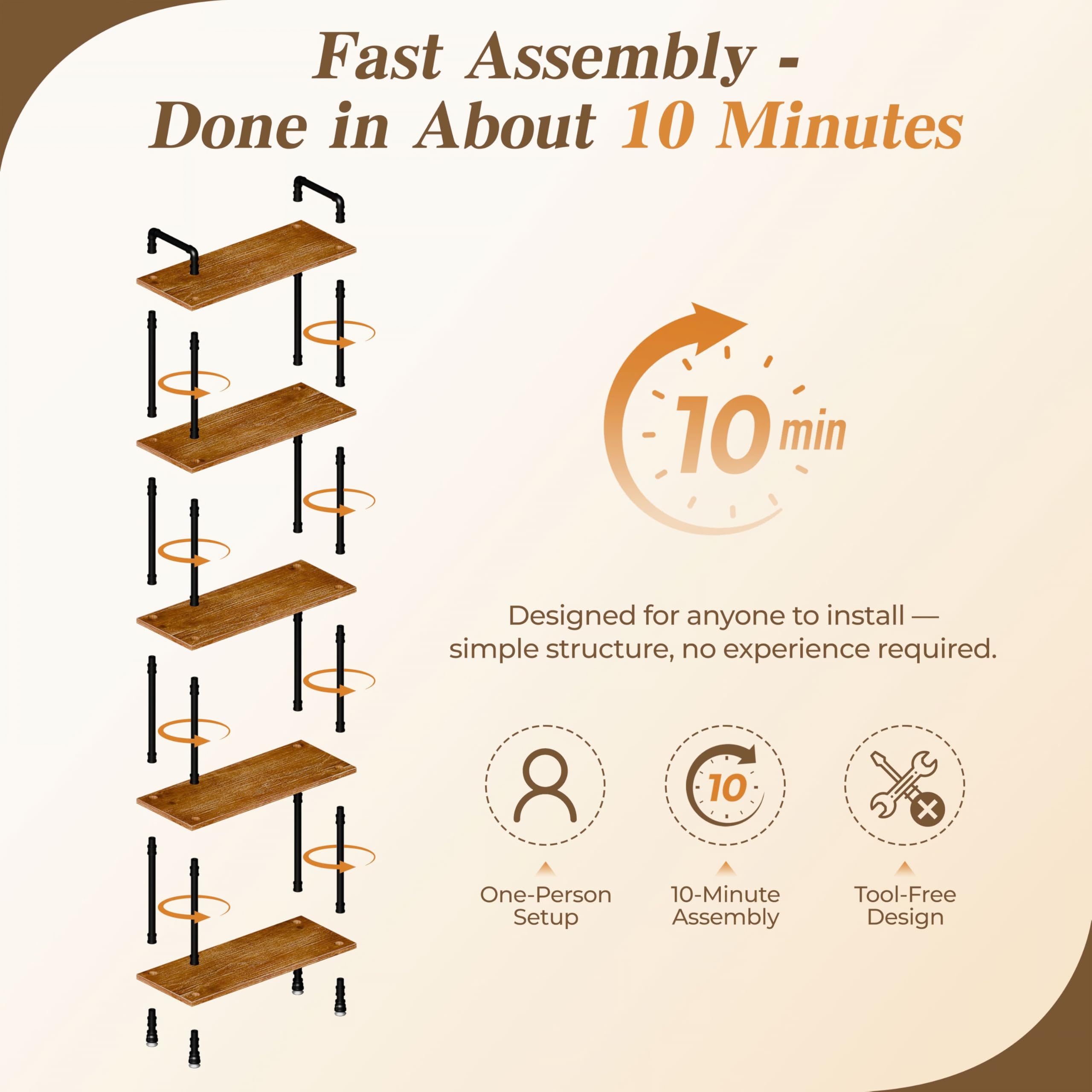 Amazon.com: Anynice Industrial Bookshelf, Rustic Open Bookcase, 5