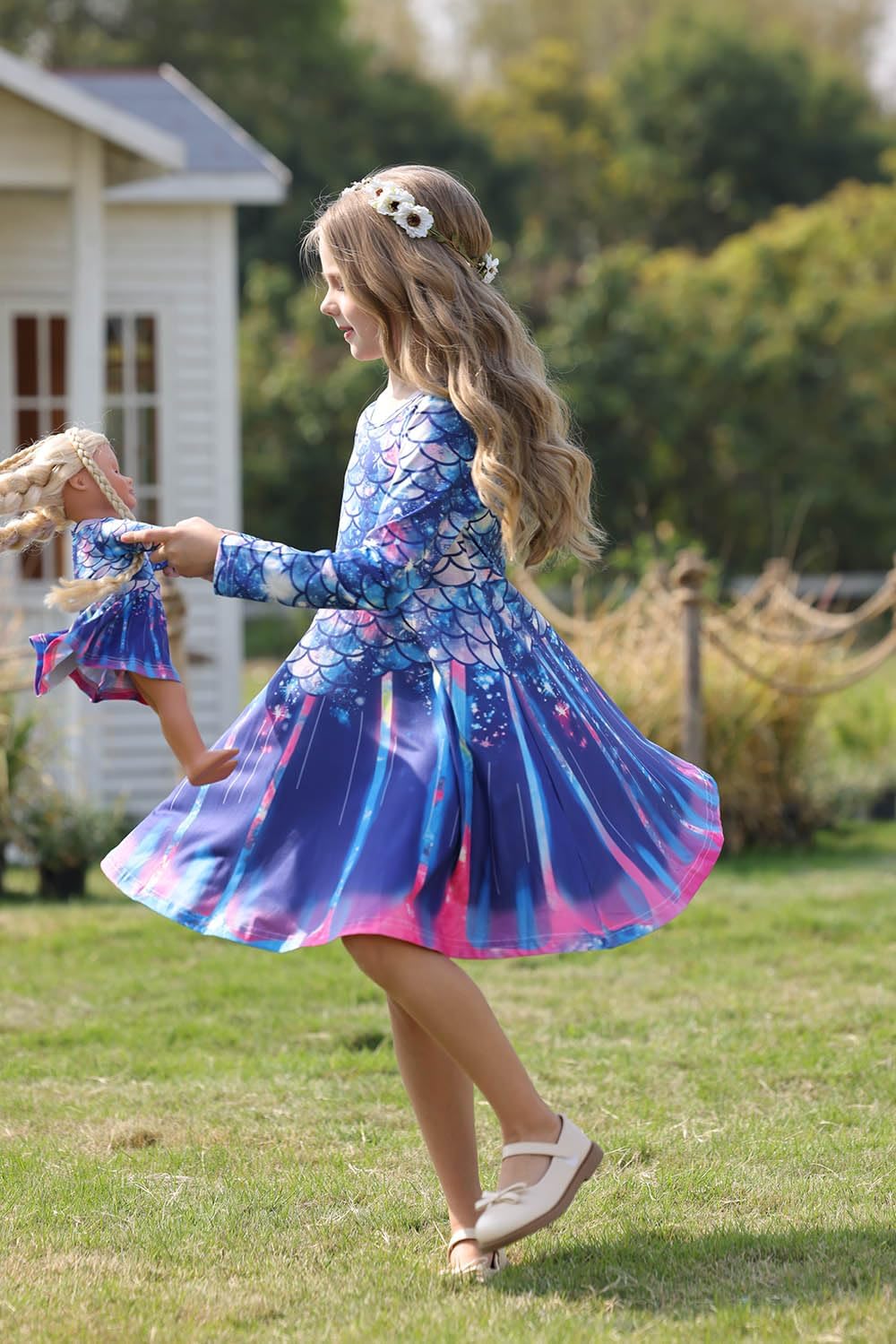 Bow Dream Cute Girl Dress and Matching Girl American Doll Clothes Accessories for Girls Dresses 3-12 Years
