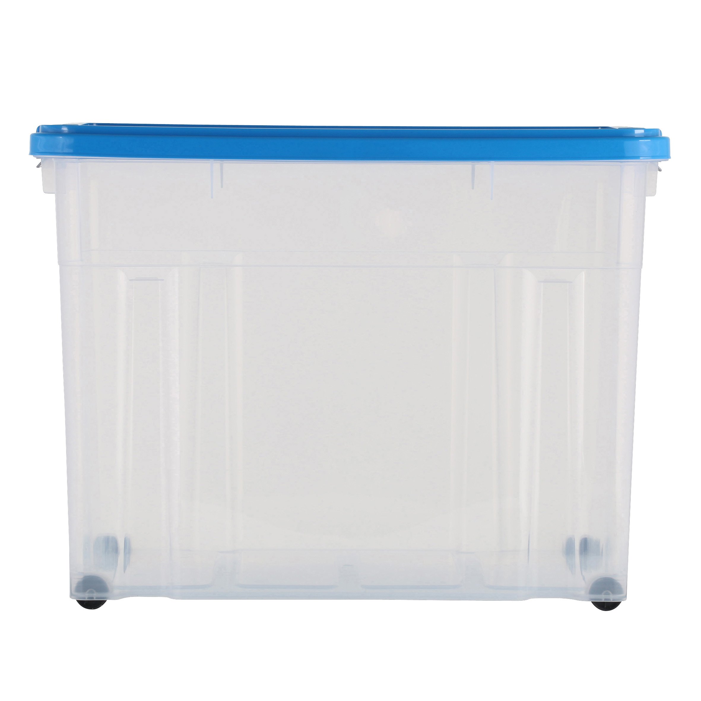 axentia Plastic Crate with LidStorage Bin on Wheels, 60 x 40 x 44.5 cm