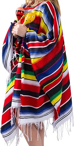Miniatura 3 de Tigerdoe Disfraz de Cinco de Mayo - Disfraz - Sombrero Sombrero - Auténtico Poncho Serape - Bigotes - Maraca - Fiesta
