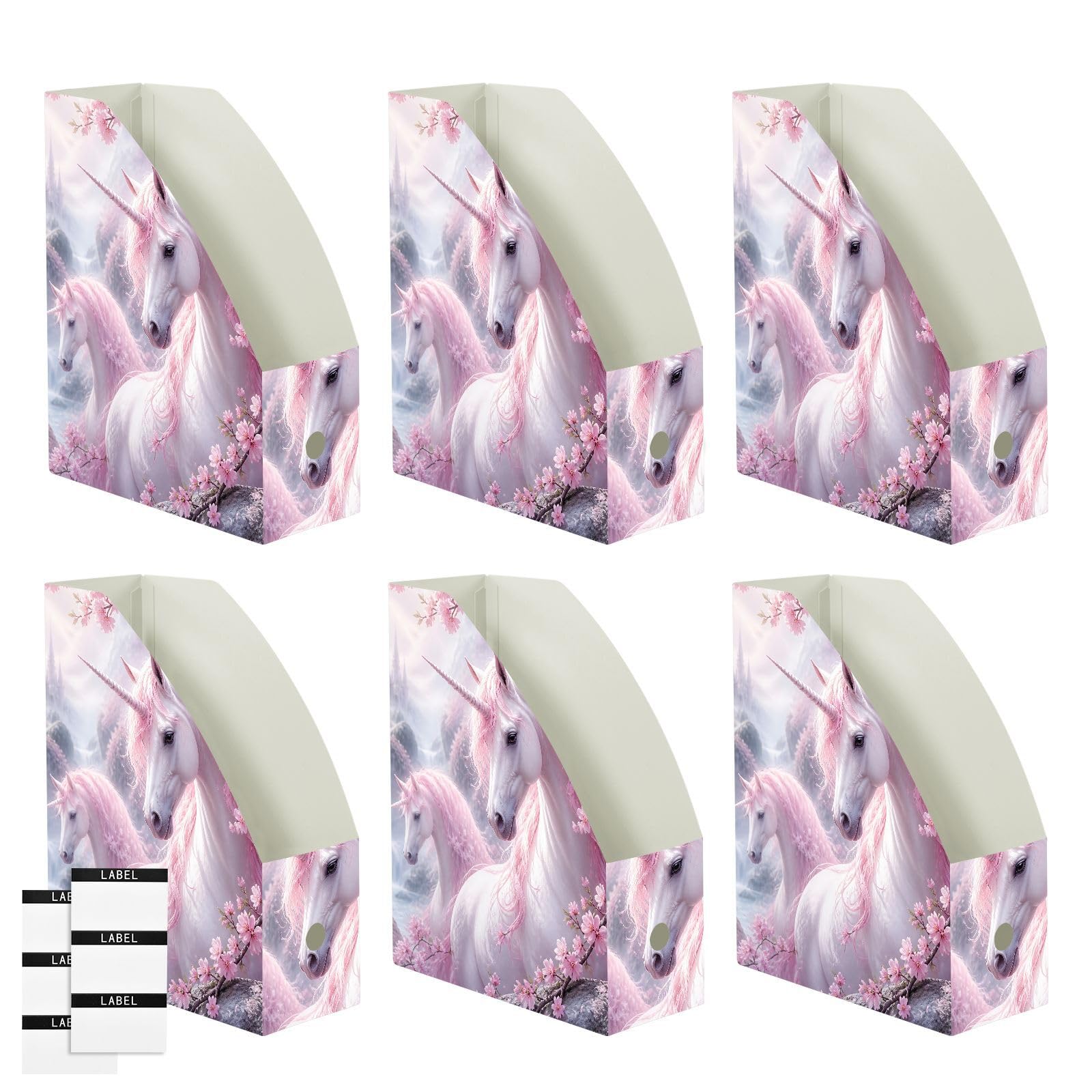 Organiseur de bureau à motif de licorne et floral avec classement vertical