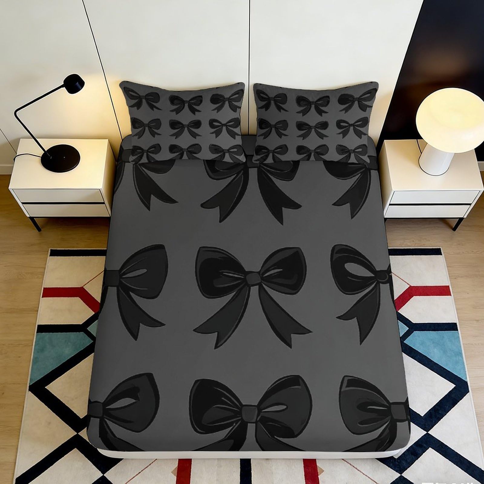 3D Printed Bookshelf Fitted Sheet Microfiber Deep Pocket Non-Slip Book Theme Mattress Fitted Cover Adult Bedroom 200x200x25cm