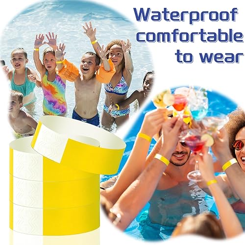 Miniatura 6 de 2000 pulseras de papel para eventos, impermeables, color rojo neón, pulseras de identificación de conciertos, bandas de mano para eventos, pulseras