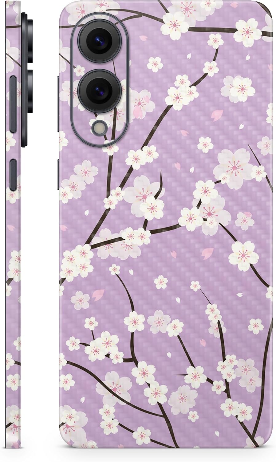Carbon Fiber Phone Skin Compatible with Samsung Galaxy S25 Edge - Sakura Purple - Premium 3M Vinyl Protective Wrap Decal Cover - Easy to Apply | Crafted in The USA by MightySkins
