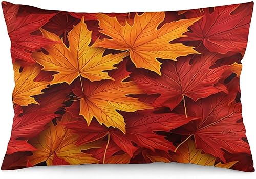 Miniatura 7 de Almohadas de exterior para muebles de patio, diseño vintage de hojas de arce doradas, fundas de almohada de otoño de Acción de Gracias, tamaño Queen
