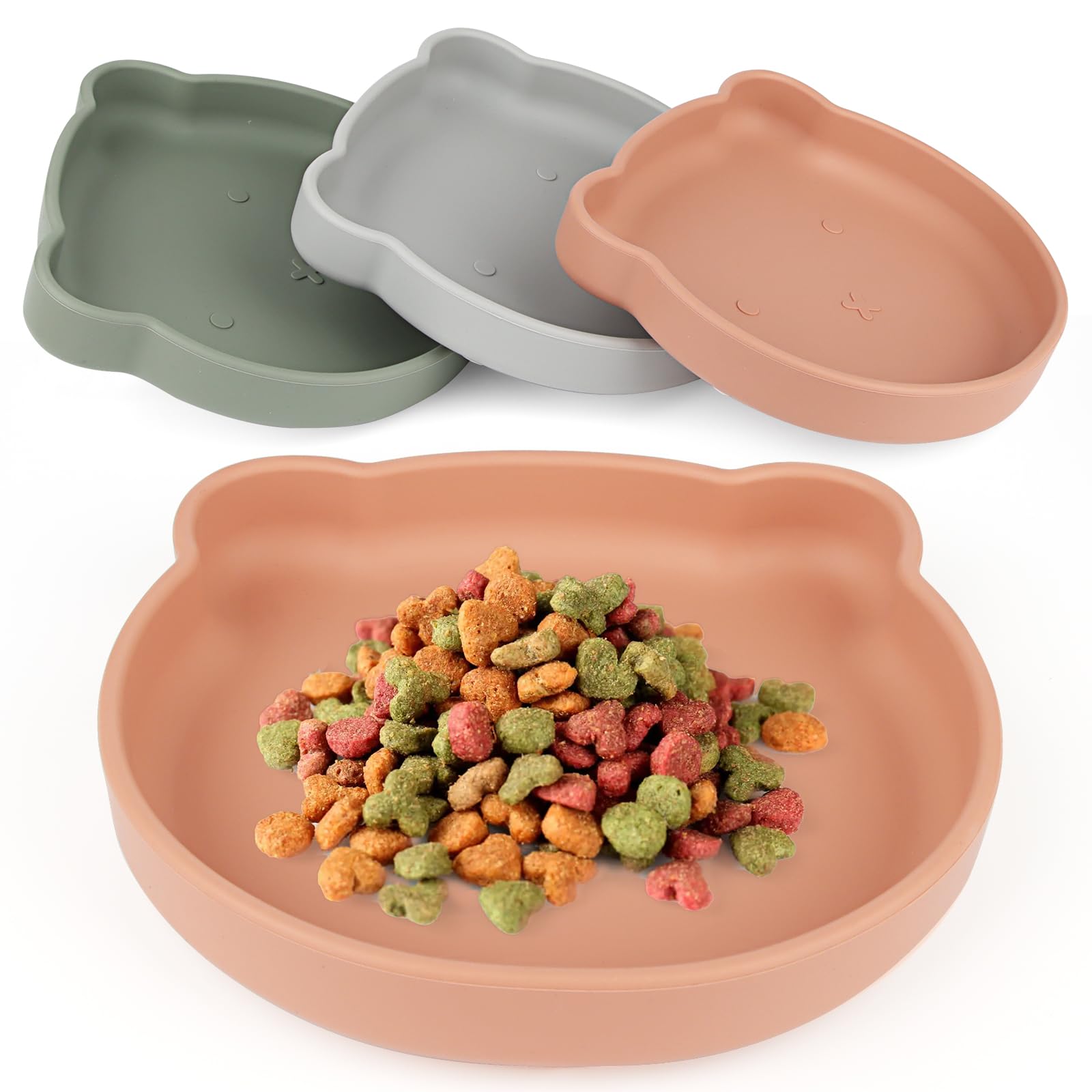 Cuencos para Gatos, Cuenco Comida Gato, Comedero Gatos con Ventosa, Plato Gato de Silicona para Perros, Gatos, Conejos, Plato para Comida Seca y Comida Húmeda