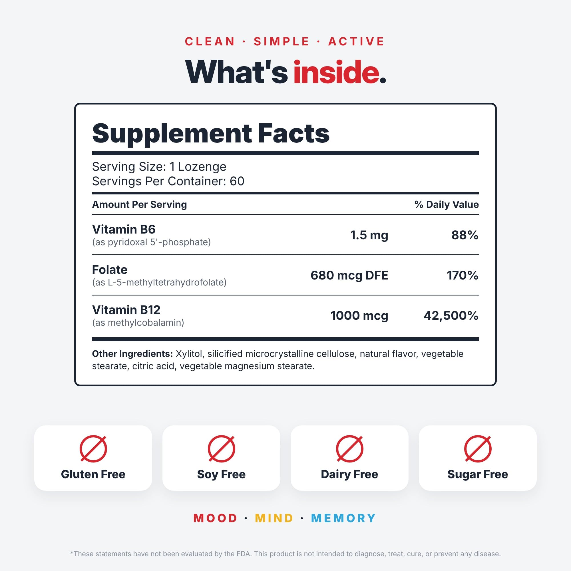 Brain Bean Methyl B12 1000 mcg + Methylfolate 680 mcg DFE (5-MTHF) Lozenges with B6 (P5P) - MTHFR & Methylation Support - Energy, Brain & Nerve Health - Orange Citrus Chewable, 60 Count — Amazon image 6