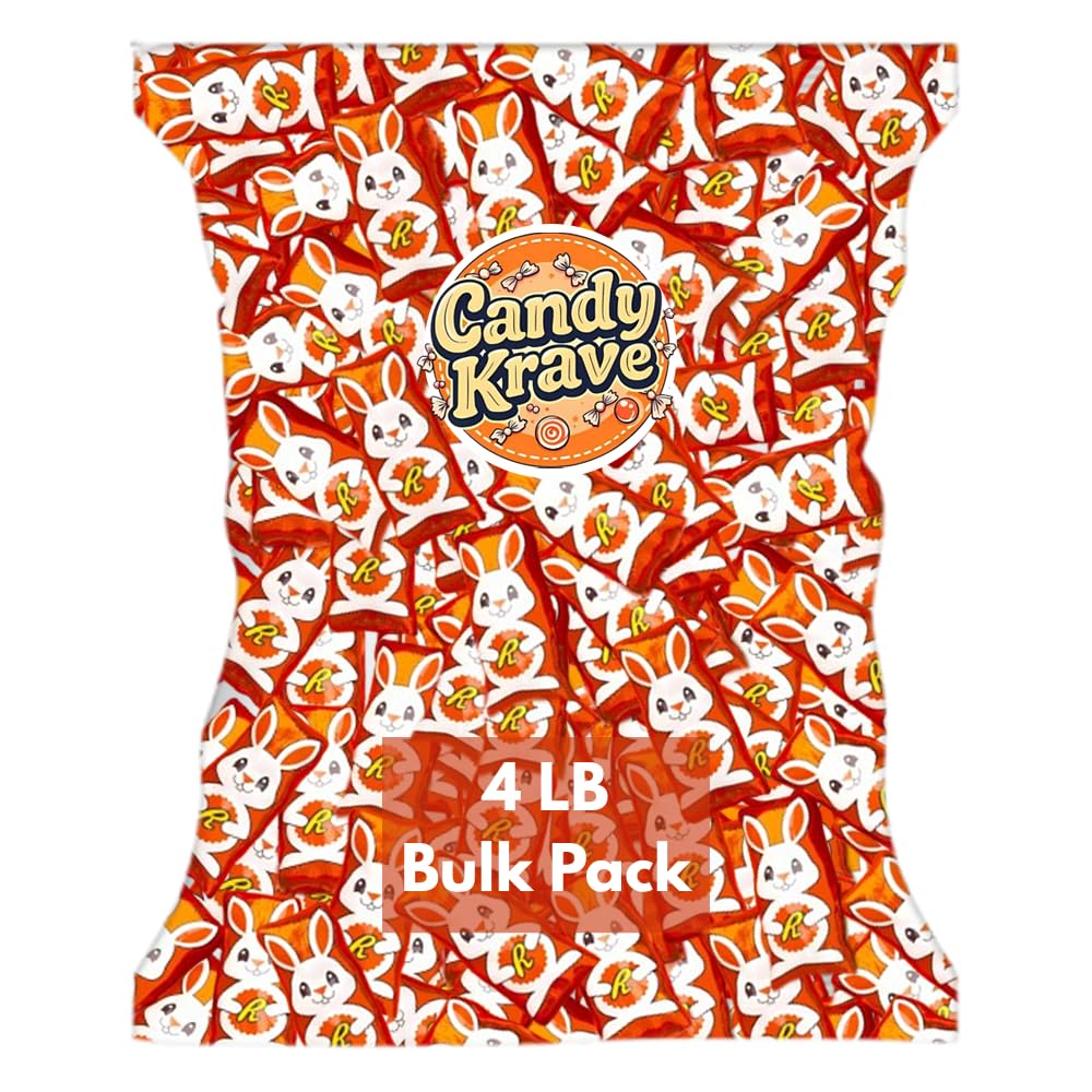 CandyKrave Reses Peanut Butter Crème Bunnies Easter Candy - 4lb Bulk Milk Easter Chocolate candy - Bulk Reses Individually wrapped chocolate candy for Easters, Birthdays & Christmas