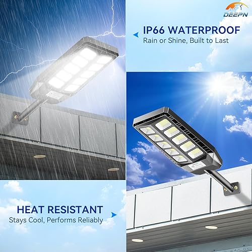 Miniatura 6 de Deepn Luces solares para exteriores, IP66 impermeables para exteriores, 6500 K del anochecer al amanecer, luces de inundación de seguridad solar con