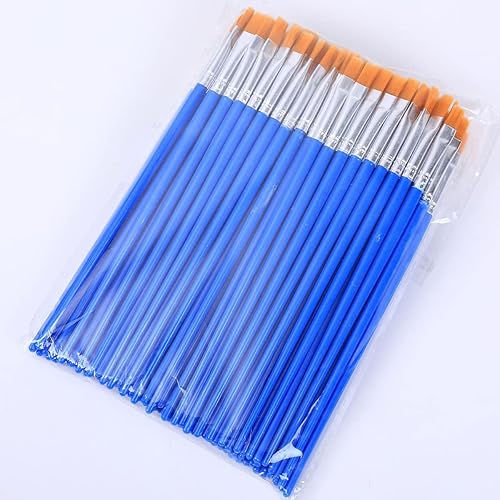 Miniatura 6 de Juego de pinceles de pintura, 100 piezas de pelo de nailon de cabeza plana, pinceles de pintura para óleo acrílico, acuarela, artistas profesionales