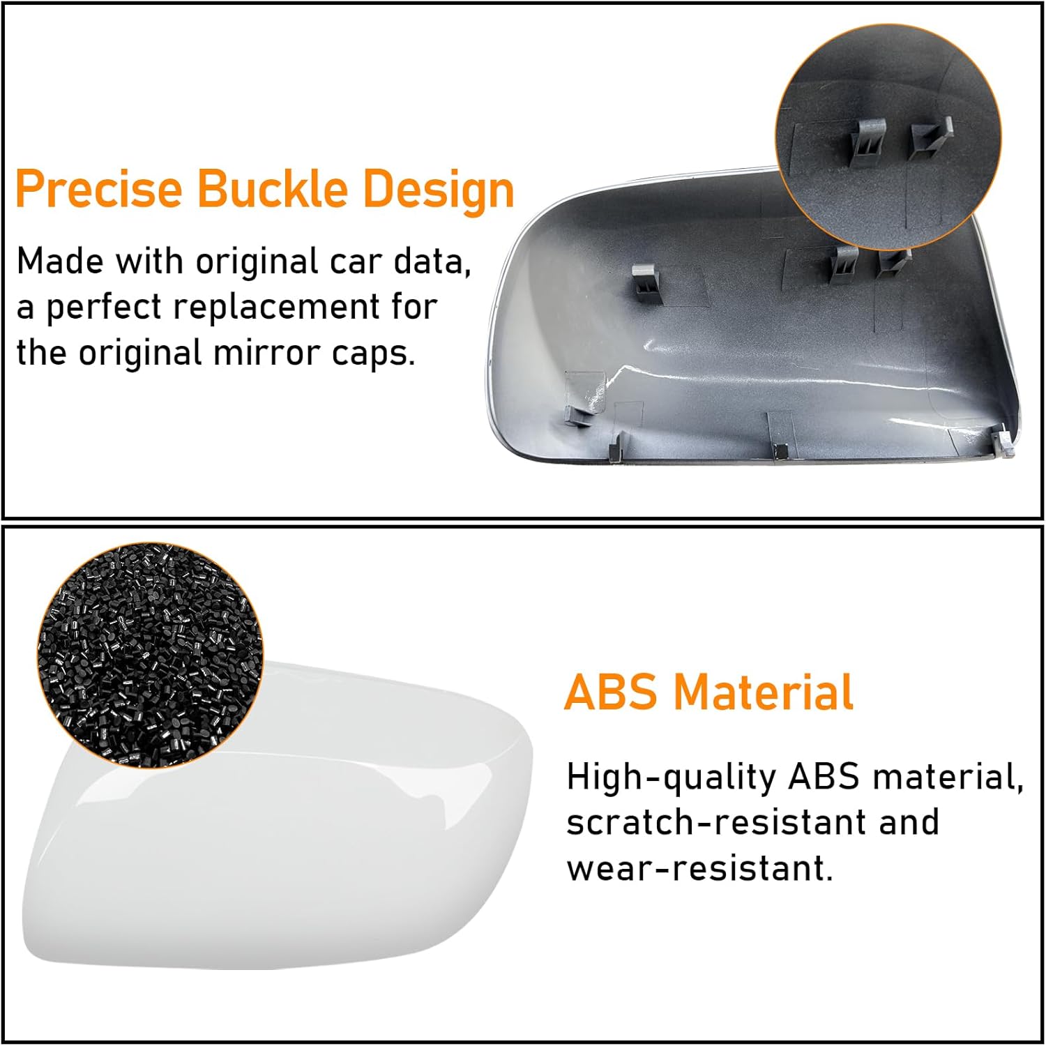 2PCS Compatible with Toyota Yaris Side Mirror Cover 2006 2007 2008 2009 2010 2011, Driver and Passenger for Toyota Yaris Rearview Mirror Caps Clip-on Replacement - White