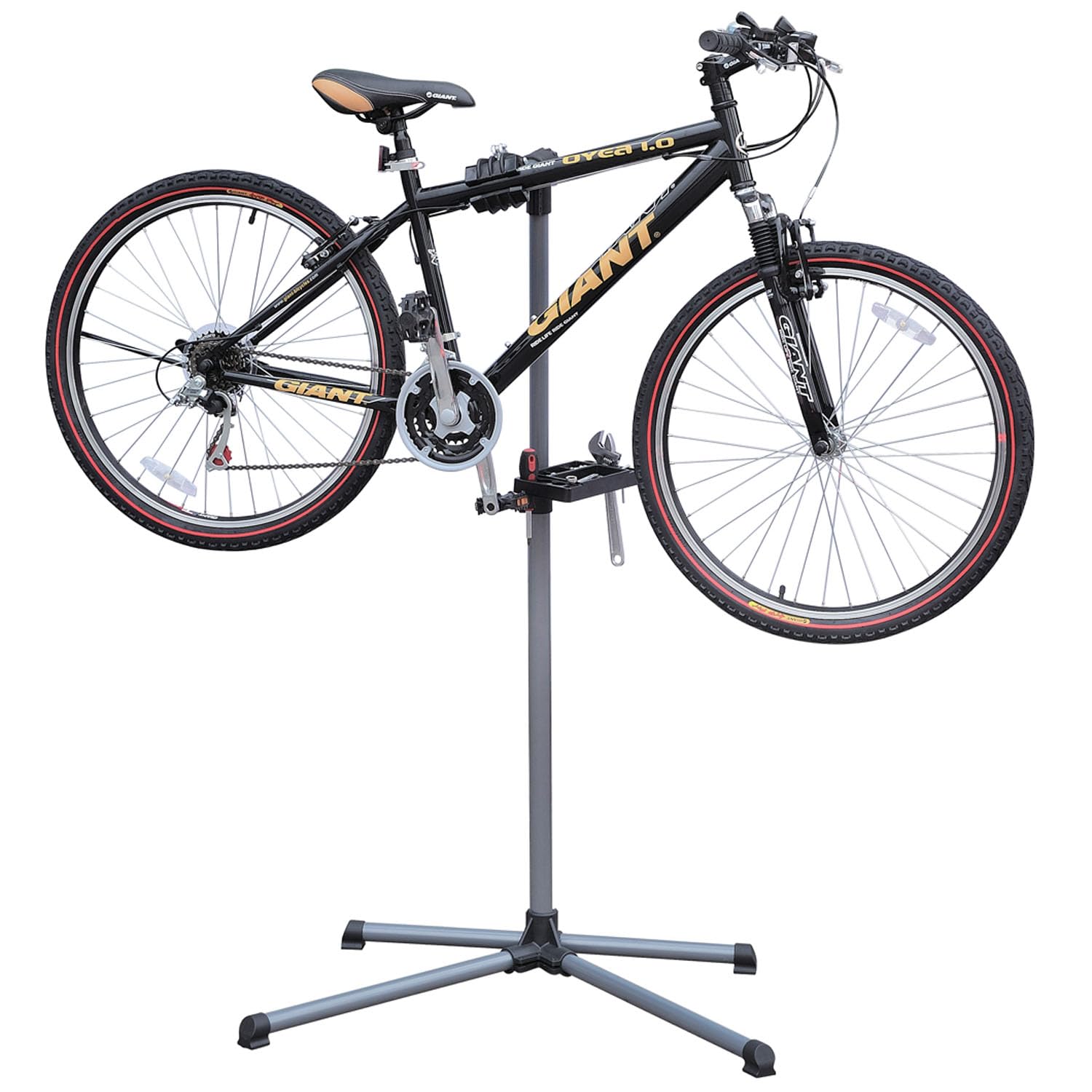 Taylor & Brown Adjustable Height Bicycle Workstand Folding Bike Repair Maintenance Pro Home Mechanic Bicycle Work Stand Rack with Legs, 110-143 cm, Grey