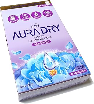 LG Life Health Saffron Aura Dry Fabric Softener Sheet, Flexible Sheet for Clothes Dryer Magnolia & Lily 40 Sheets
