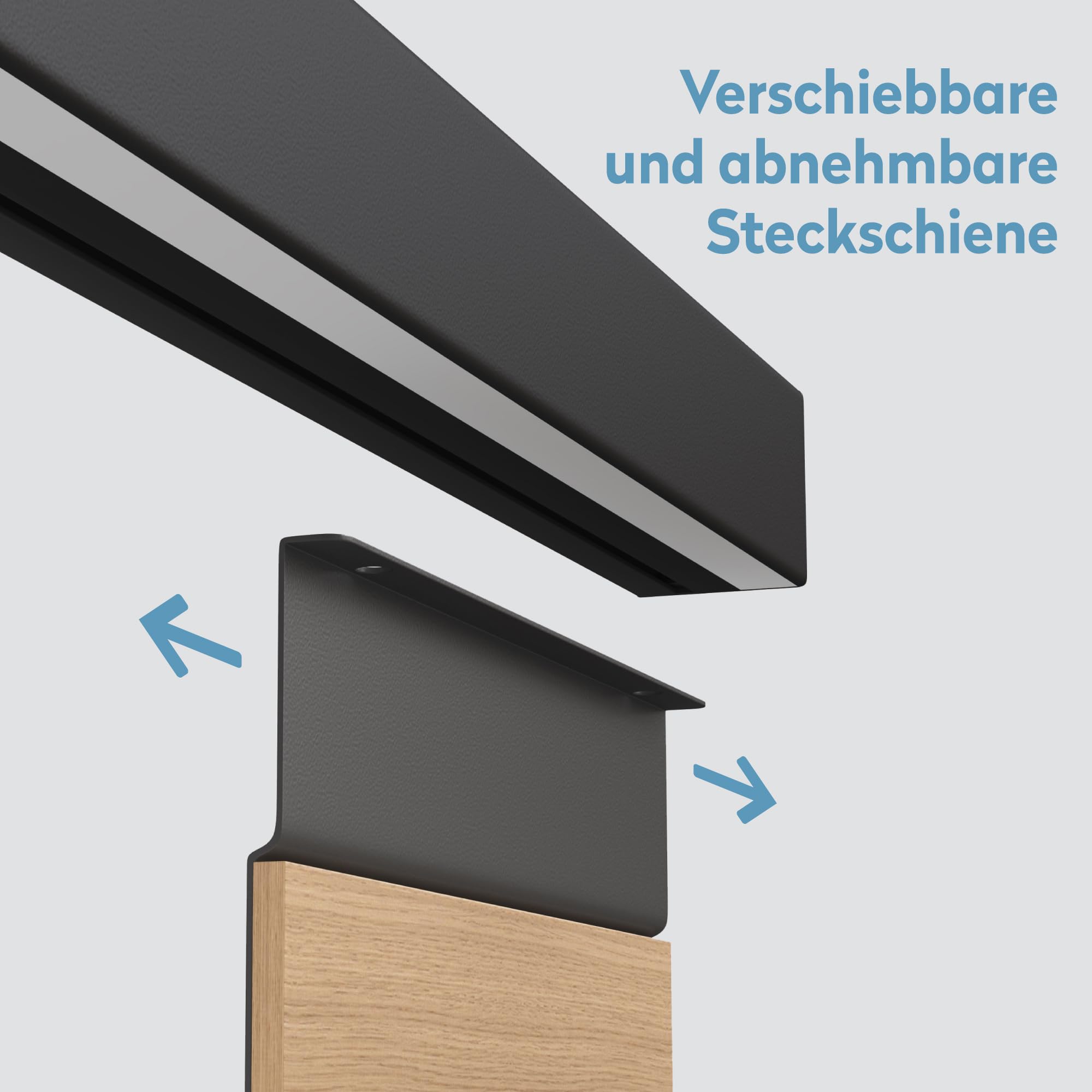 doporro Küchen-Organizer 52cm mit Topfdeckelhalter und 2 Besteckhalter | Hakenleiste Küche 52 cm aus Metall, mit 3 Ebenen Deckelhalter und 5 Haken, Küchen Wandregal Schrauben oder Kleben, Grau Reglo