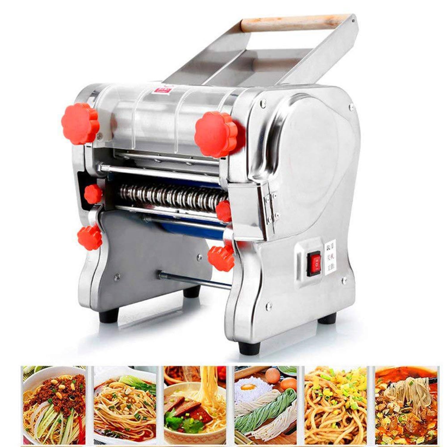 Impastatrice, impastatrice verticale, macchina per pasta elettrica commerciale, per panetteria, per uso domestico, per pasta fresca, in acciaio inox con lame rotonde da 2/3 mm, piatte da 6/9