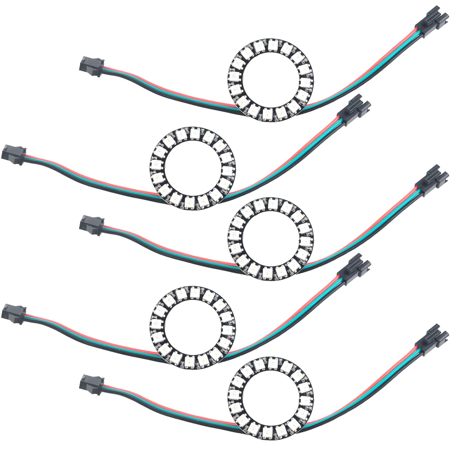 5PCS 24 Bits RGB LED Rings 24 X WS2812B 5050 Full Color Build-in Driver Lamp Light for Arduino RaspberryPi SP103E SP105E