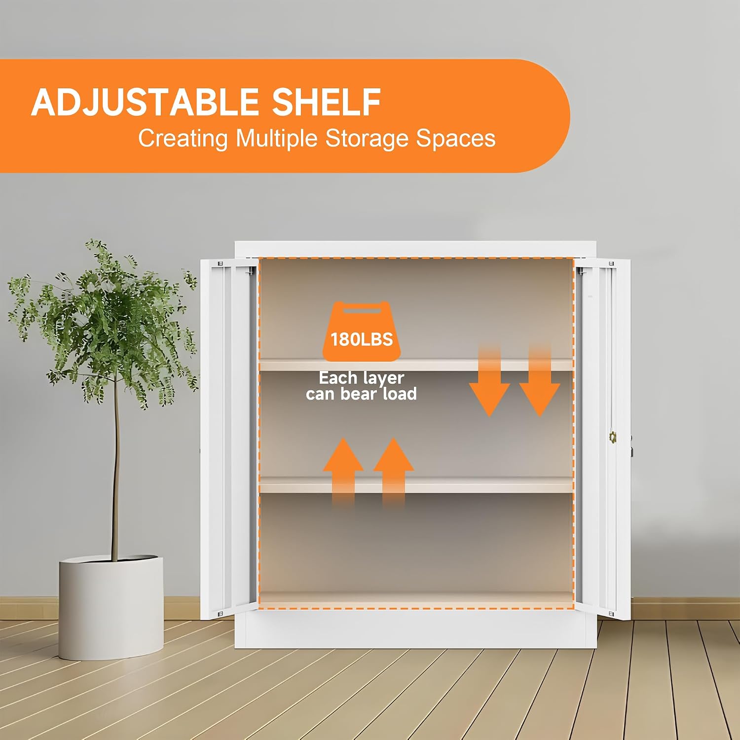 Metal Storage Cabinet, 36" H Black Metal Cabinet, Garage Cabinets with Doors and 2 Adjustable Shelves, Locking Storage Cabinet for Home,Garage,Office,School