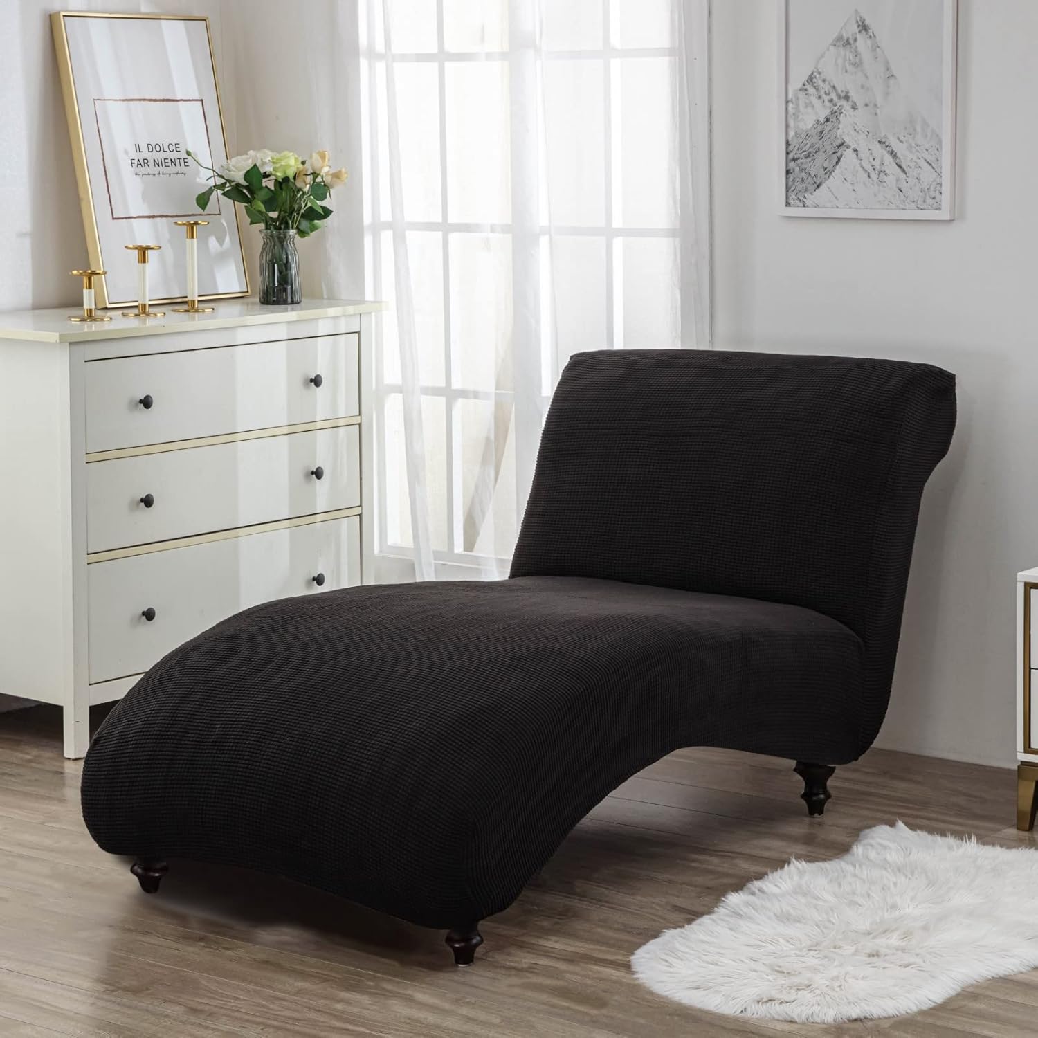 Chaise Lounge Cover Armless Longue Slipcover Stretch Printed Recliner Sofa Covers Stretch Chaise Chair Covers for Living Room Bedroom,35