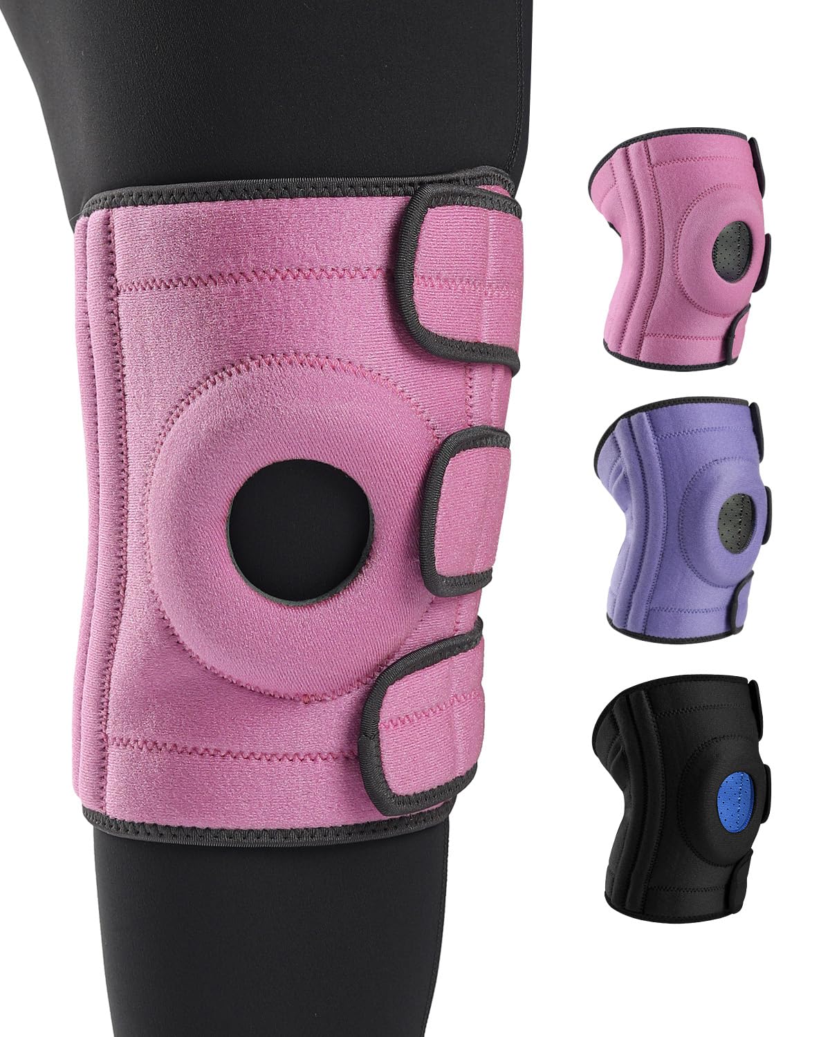 ABYON Medium to Plus Size Knee Support for Big Legs, Triple Strap Adjustable Knee Brace with Side Stabilisers, Non-Slip Knee Wrap for Arthritis,Meniscus Tear, ACL, Pain Relief, Stability for Women Men