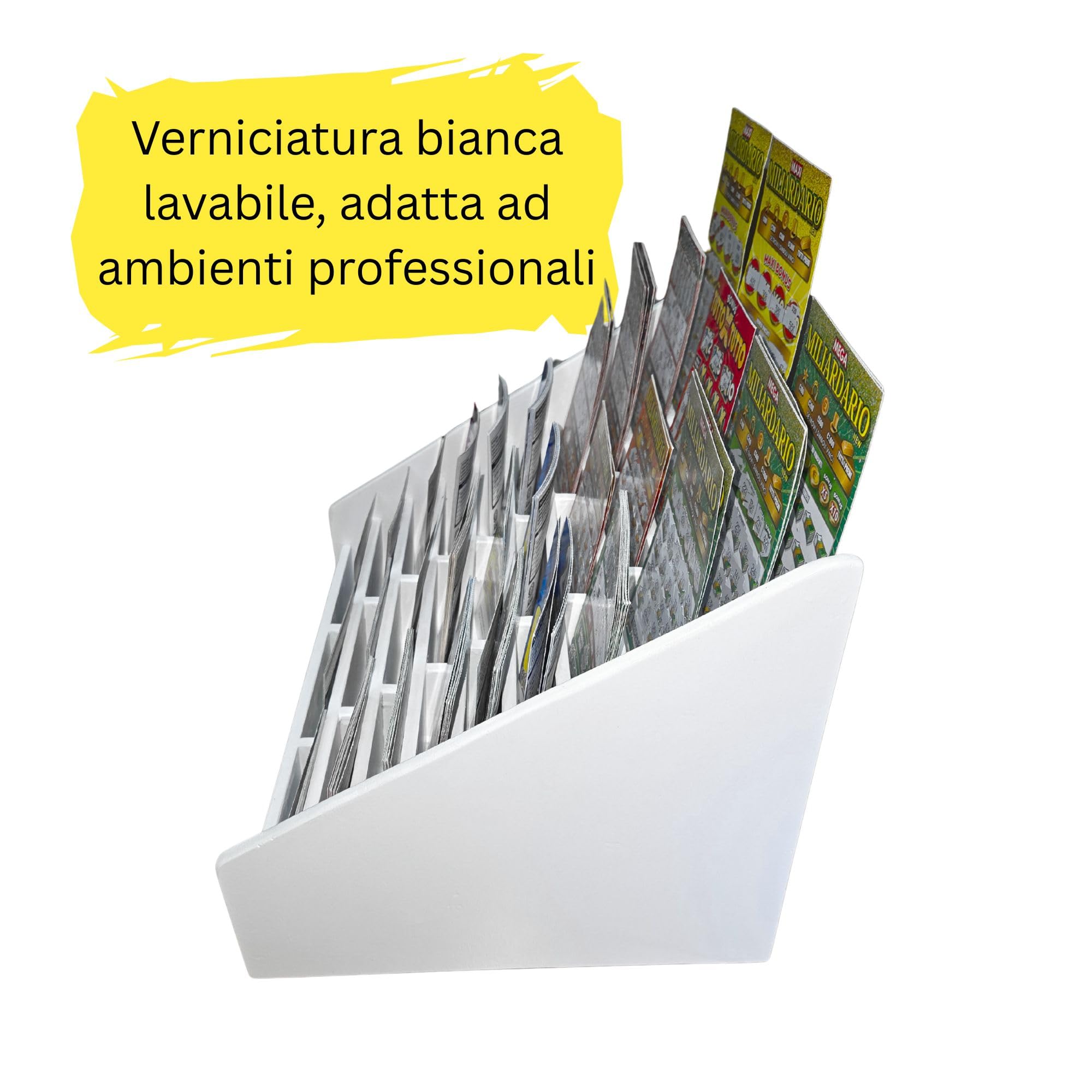 Generico Espositore Porta Gratta e Vinci da Banco in Legno | 30 Tasche | Robusto | Artigianale.