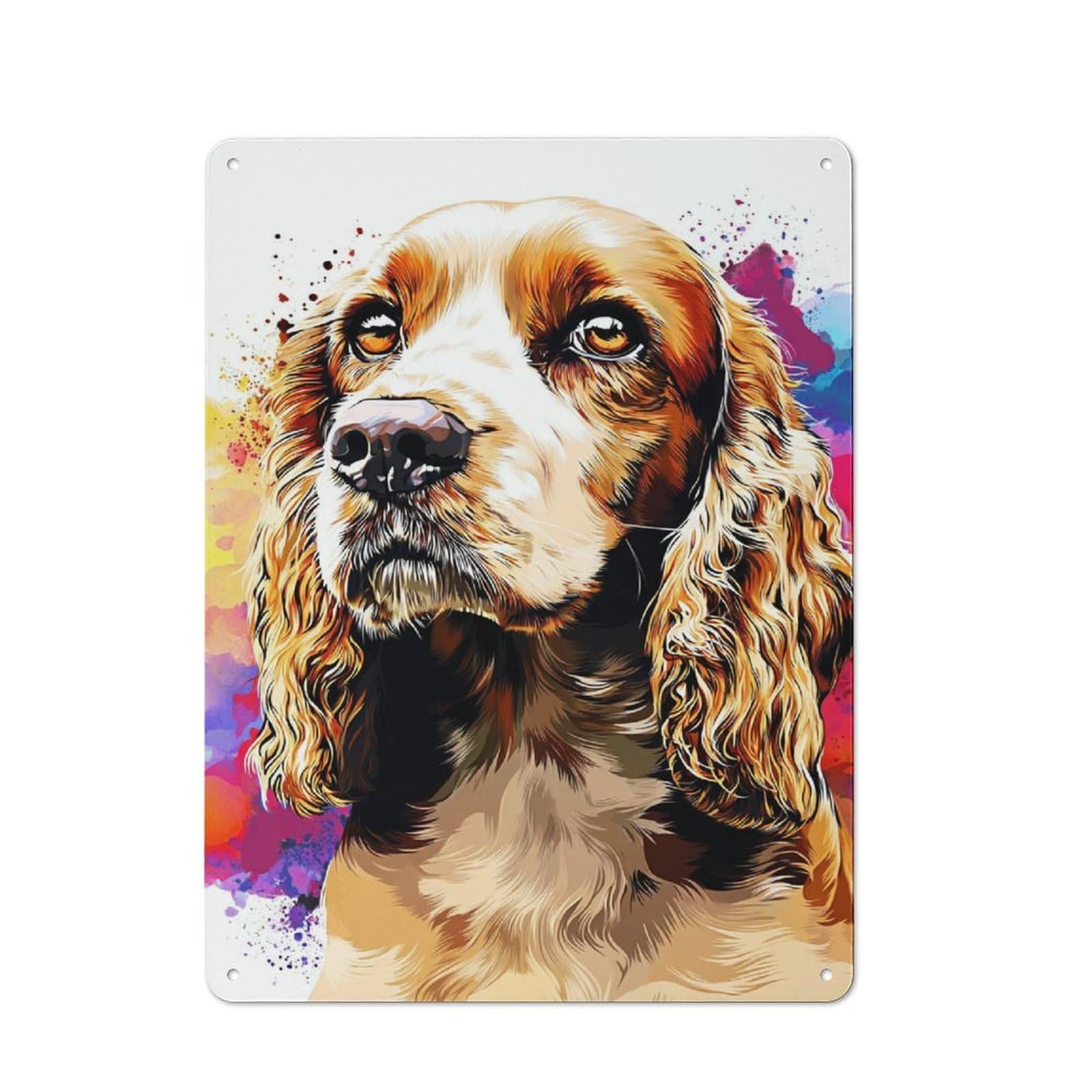 Junmoney Colorful Cocker Spaniel Portrait Vintage Tin Sign 40X30cm With For Bar Or Restaurant, For Kitchen, Dining Room And Home Bar Wall Decor