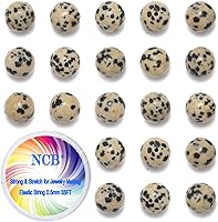 Vista 7 de NCB - 200 cuentas naturales, redondas y sueltas de lava volcánica negra natural de 0.32 pulgadas (8 mm), para joyería con espaciador y cordón