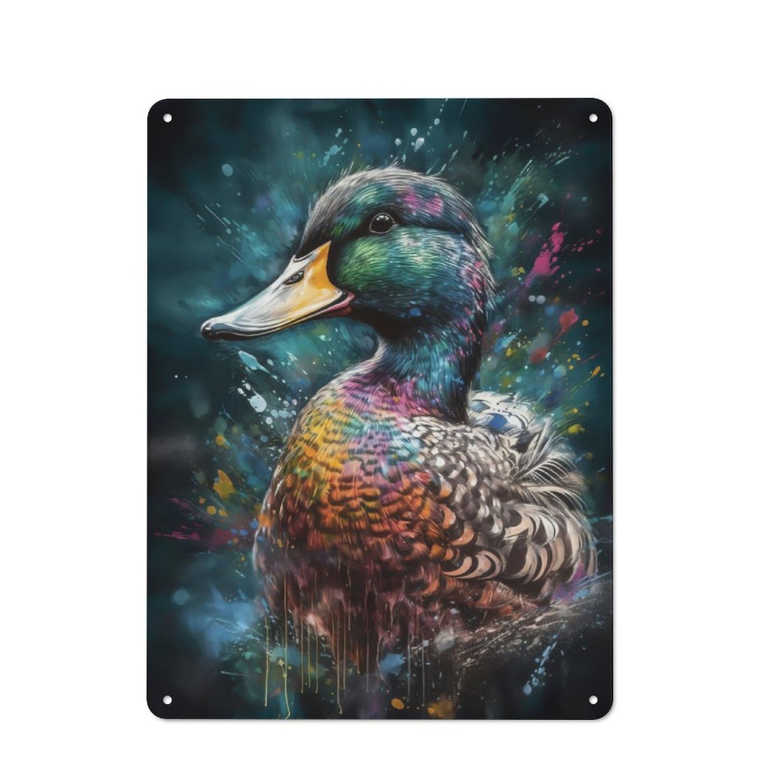 Junmoney Duck Painting Tin Sign 40X30cm With For Workshop Wall, Vintage Decor, For Metal Sign Collectors, For Garage And Workshop Walls