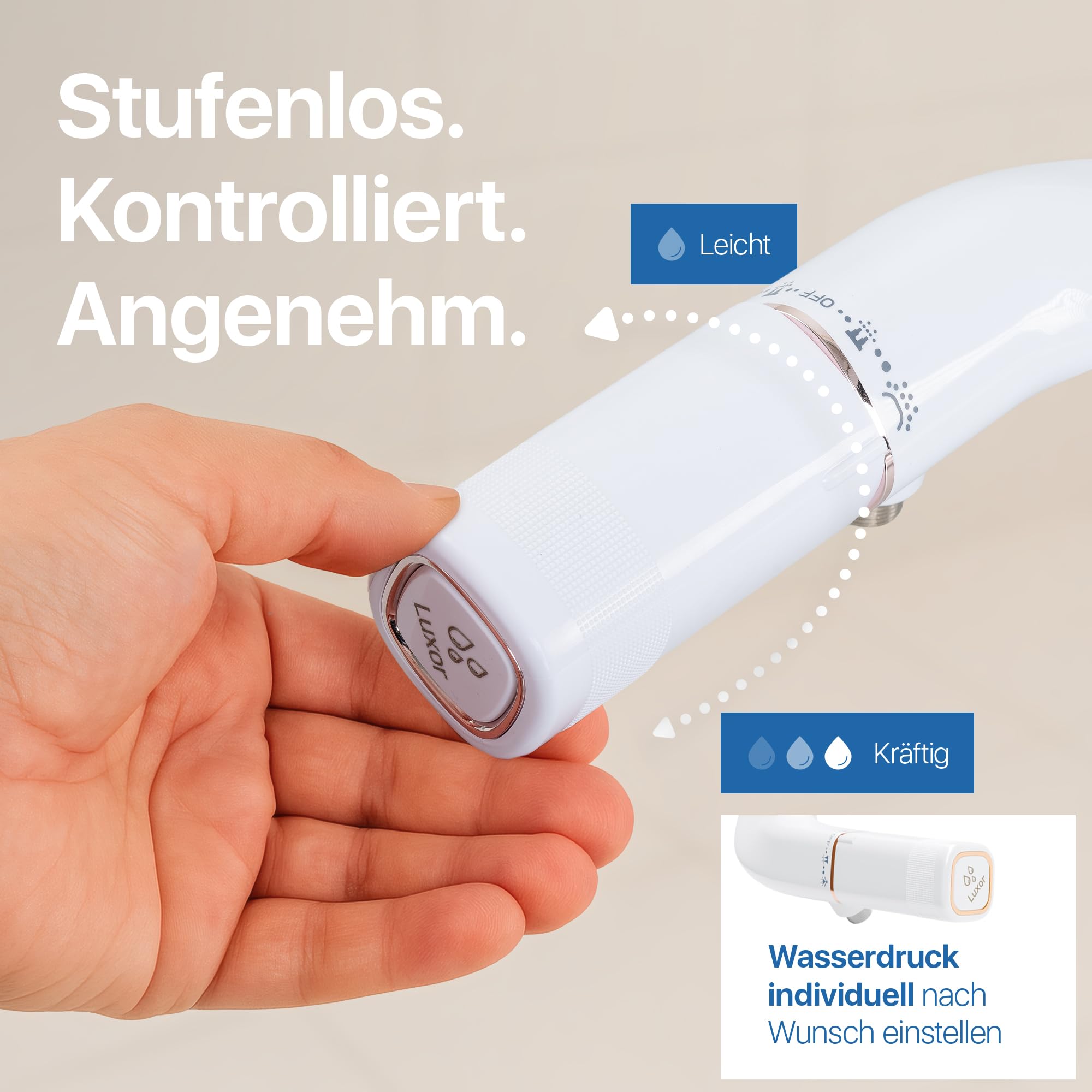 Luxor Insert de bidet pour les toilettes – Embout WC pour adultes avec double buse [femmes et hommes] | Pression d'eau réglable et montage facile | Nettoyage hygiénique enfin grâce à la douche de