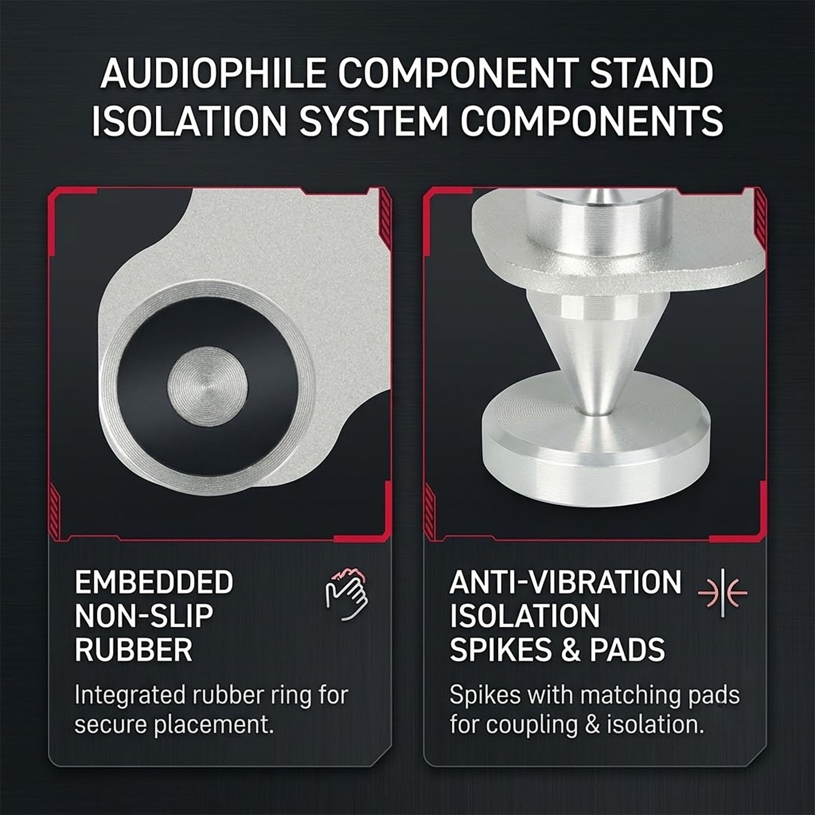 HiFi-Rack, dreistöckiges offenes teilbares Audio-Geräterack aus Vollaluminium mit stoßdämpfenden Füßen für Wohnzimmer und Büro