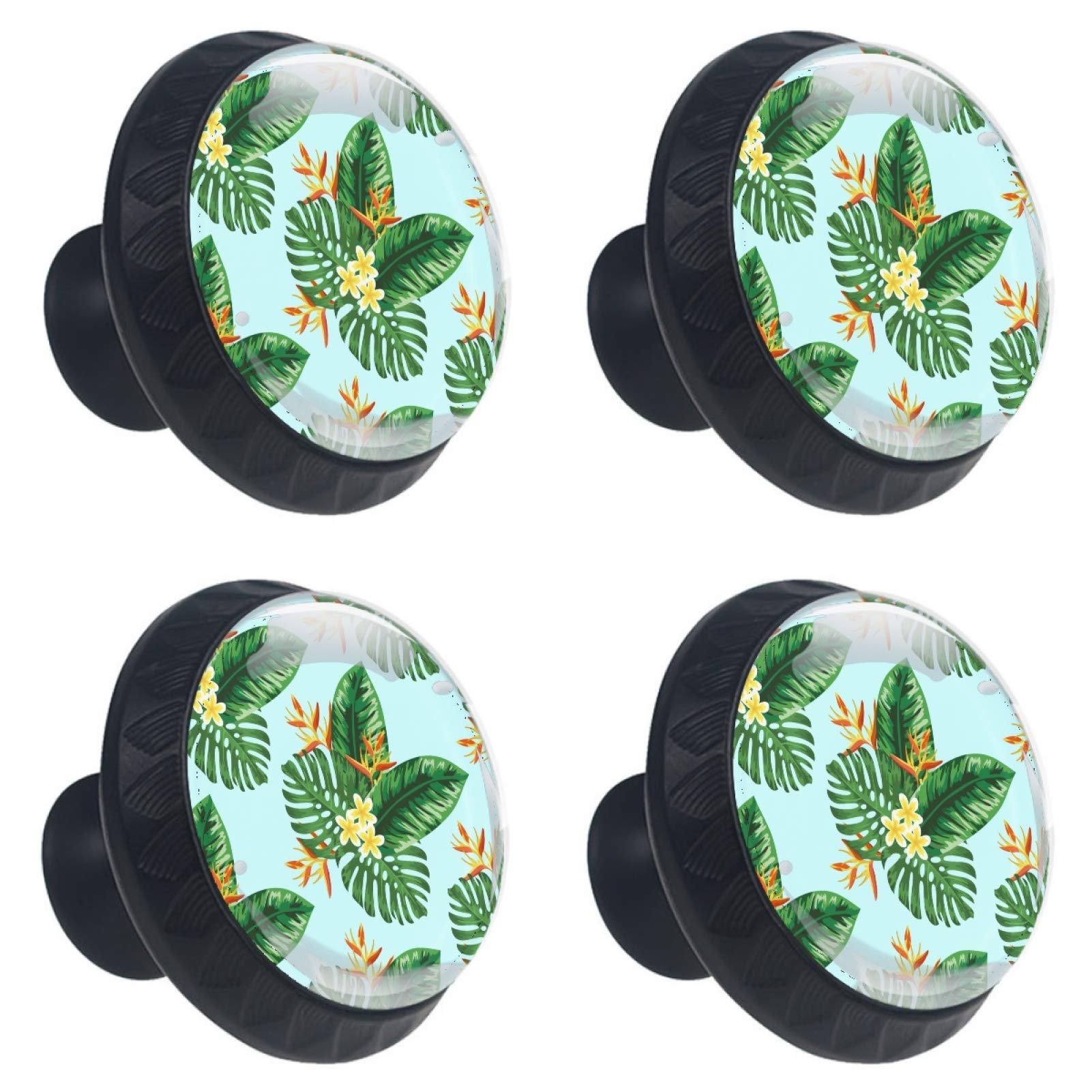 Boutons de meuble ronds en verre tropical pour poignée de tiroir armoire et porte de cuisine