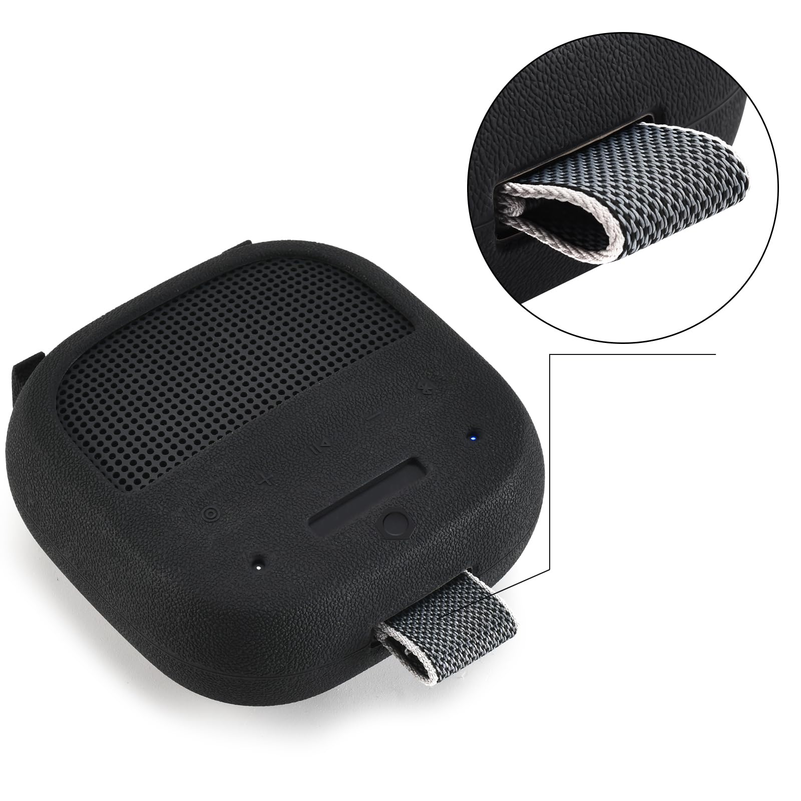 Silikonowe Etui do Bose Nowość Przenośny głośnik SoundLink Micro (2. generacji),do Bose SoundLink Micro 2nd Przenośny Pokrowiec Podróżny Futerał Ochronny z Karabinek,Czarny