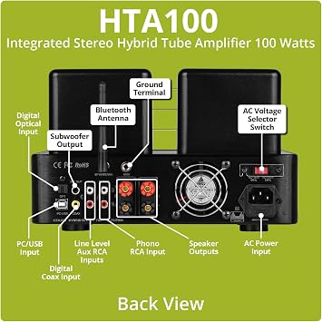 Dayton Audio HTA100 Integrated Stereo Hybrid Tube Amplifier 100 Watts