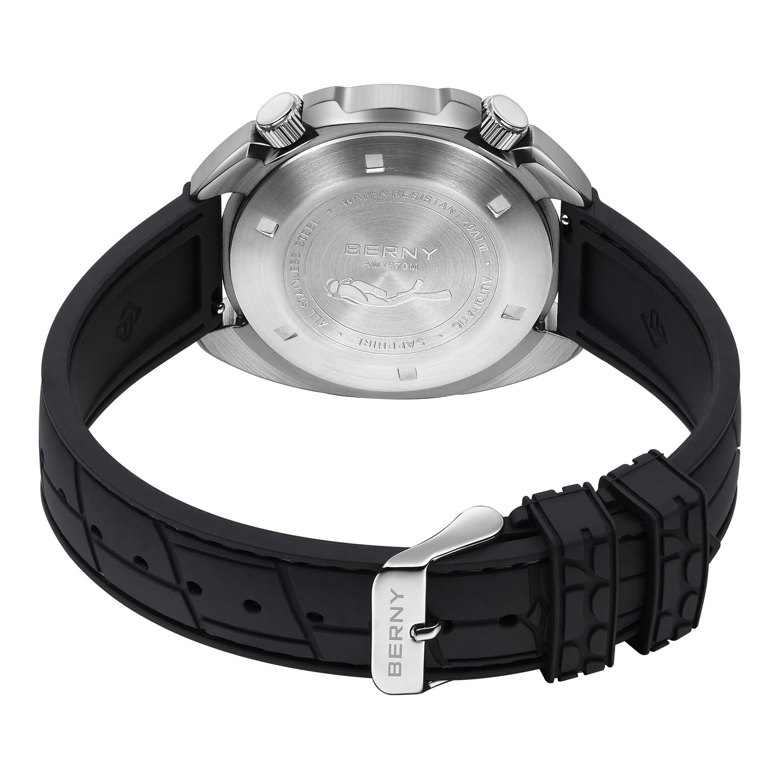 BERNY Reloj Automático para Hombres 200M Impermeable Buceo Mecánico Super Luminoso