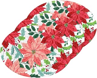 MAOBLYR Quick Absorption Household Cleaning Sponge,Double-Sided Reusable3.54x2.56In,Kitchen Tableware Multi-Purpose Cleaning 3 Sets-Christmas Poinsettia Flowers