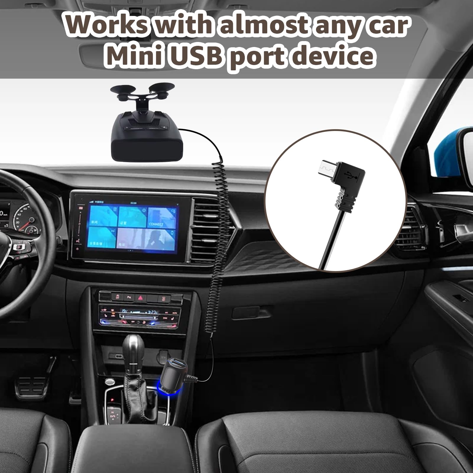 Cargador de coche mini USB de doble puerto para Garmin Nuvi GPS, cable de carga USB de repuesto compatible con Garmin GPS RV, zumo, eTrex, DriveSmart DriveAssist Series