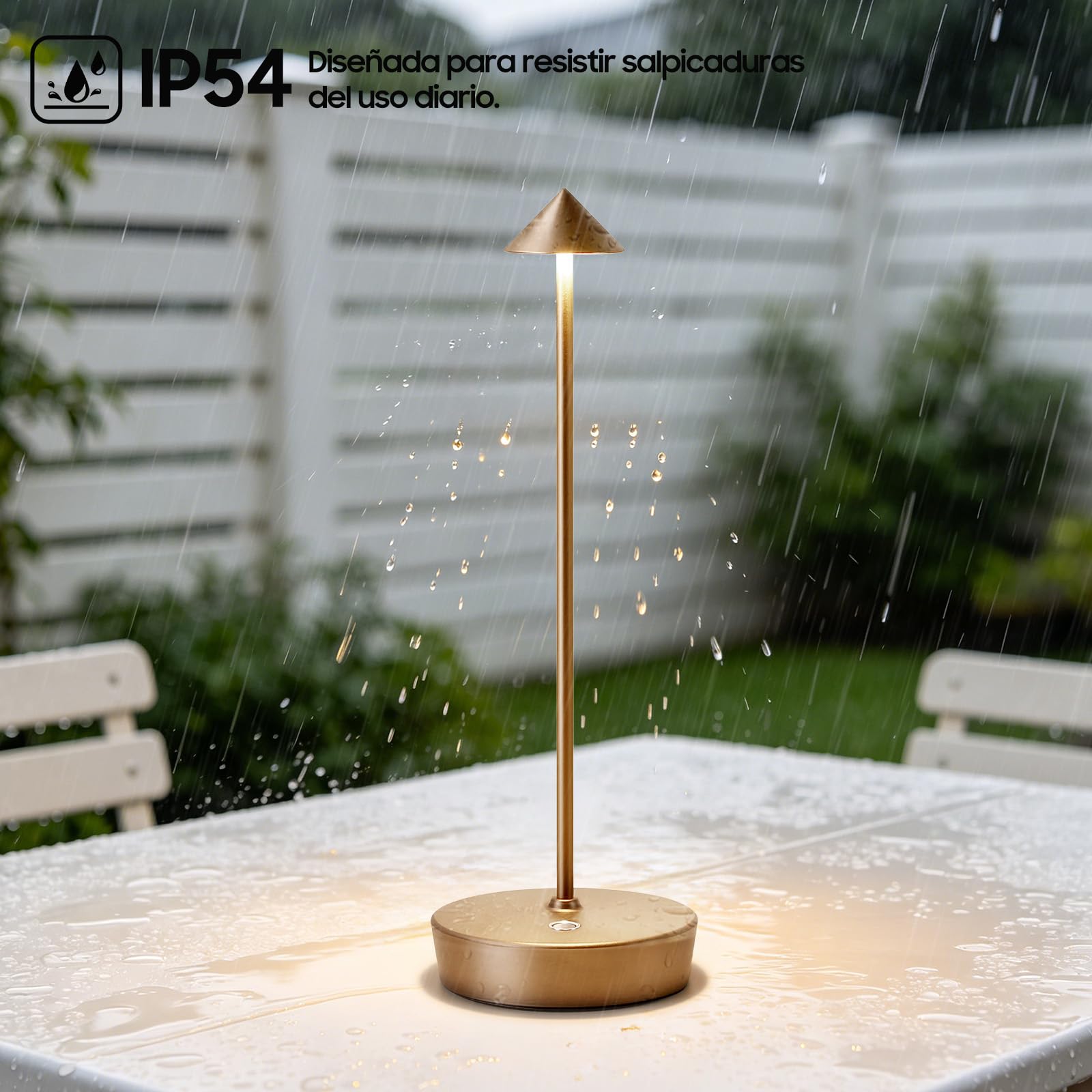 Lampada da Tavolo Senza Fili Ricaricabile,Lampada Led da Tavolo,3 Modalità di Colore, IP54, per Interni/Esterni, Ristorante (Bronzo)