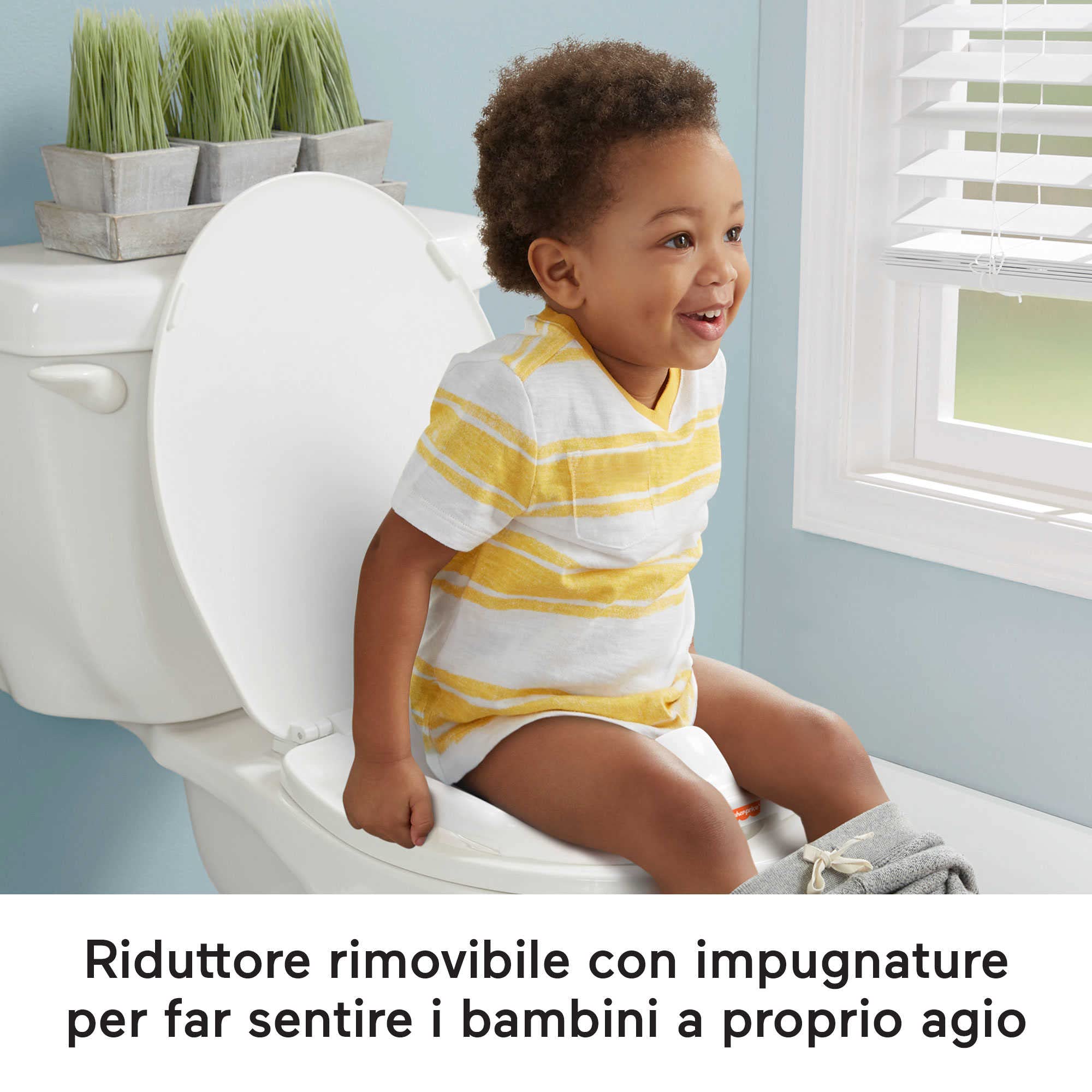 Fisher-Price Vasino 3 in 1 con sgabellino, riduttore per WC rimovibile e vaschetta lavabile, per bambini ai primi passi, giocattolo per bambini, 12+ mesi, HPY87