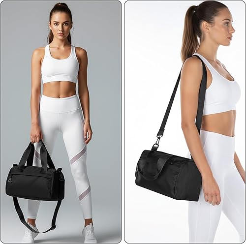 Miniatura 5 de Mini bolsa de gimnasio, pequeña bolsa de lona con correa desmontable, bolsas deportivas ajustables para mujeres y hombres, bolsas de hombro