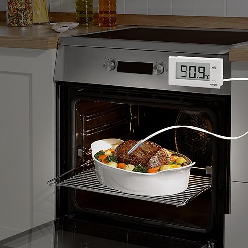 Vista 5 de Termómetro digital de horno con sonda Termómetro de carne para parrilla hasta 572°F/300°C, termómetro de horno para asado para accesorios de Blanco