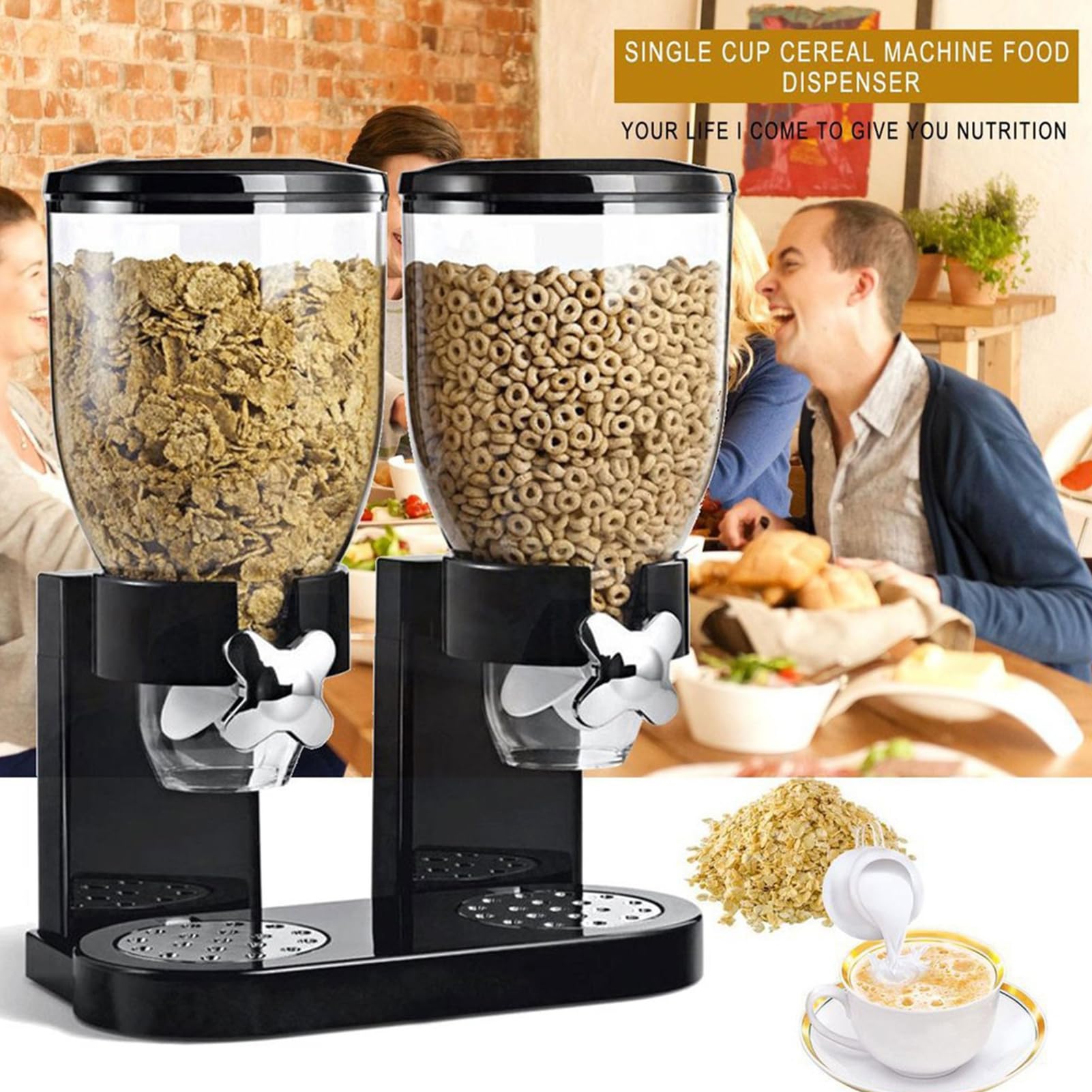Müslispender, 2 l, großer luftdichter Behälter, Getreidespender, versiegelter Trockenfutterspender für Reis, Süßigkeiten, Kaffeebohnen