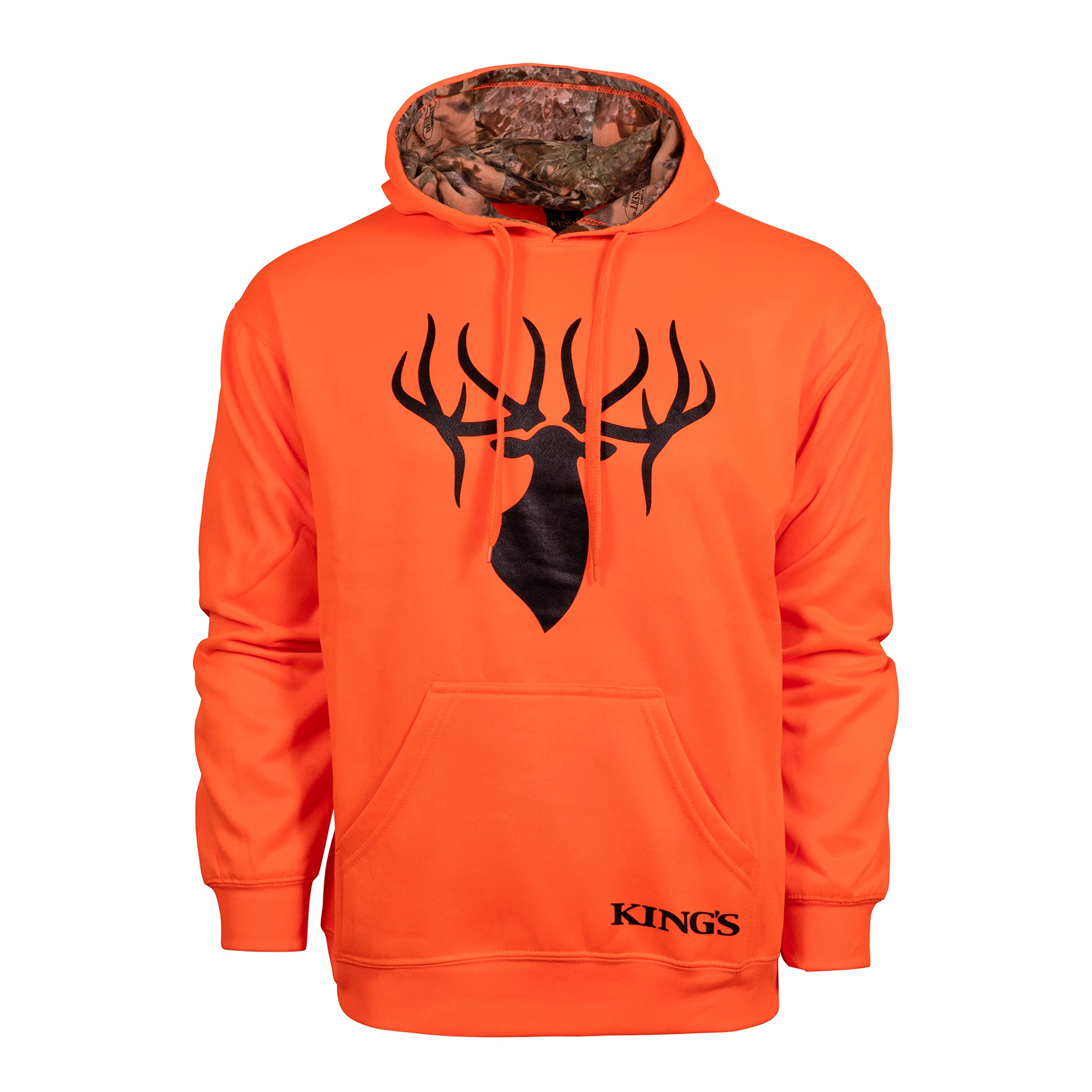 King's Camo Blaze Poly Logo Hoodie-Blaze Orange/Desert Shadow-Large