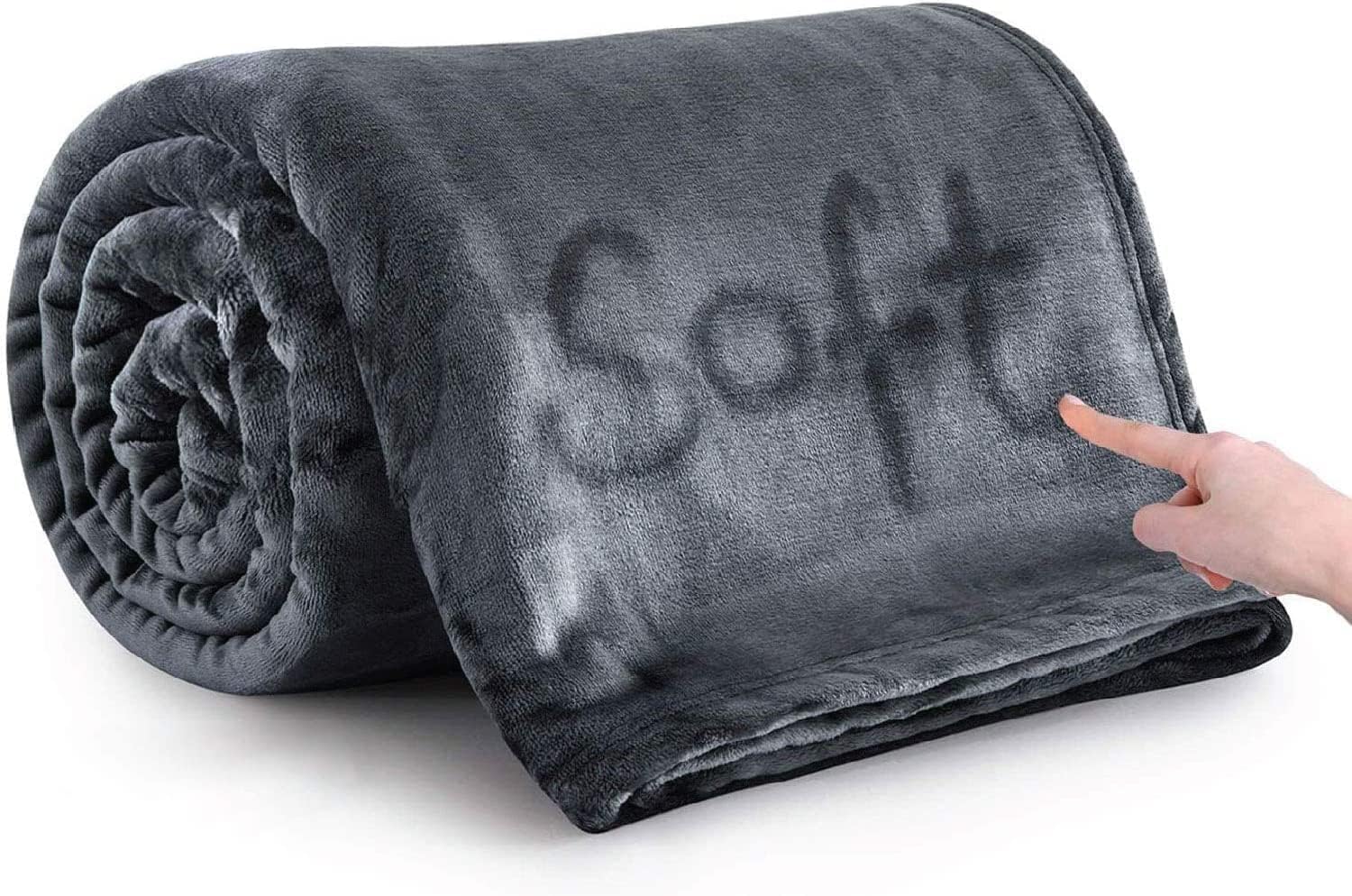 MOONLIGHT20015 Fleece Throw Blanket for Sofa Grey 4ft x 5ft - Soft Cosy Fluffy Blankets for Bed/Couch, Warm Single Versatile Throws for Adults, Dark Gray, 130x150 cm