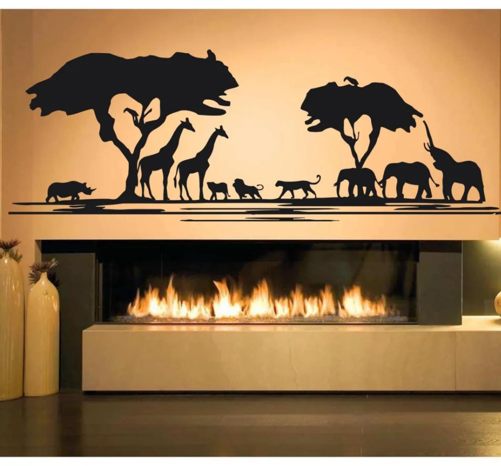 WEIMEIJIE African Savanna Animal Tree wall Stickers for Home Living Room and African Jungle Zoo Decorations for Nurseries and Children's Rooms.