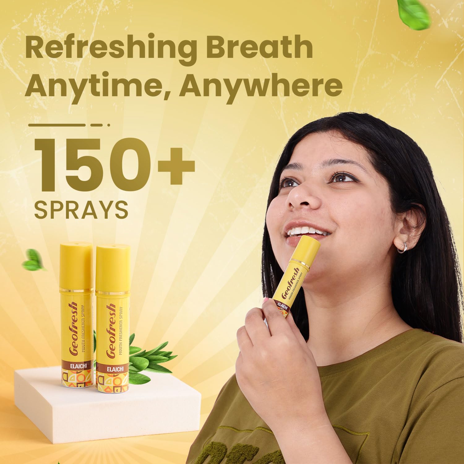 Geofresh Elaichi Breath Refresh | Your Pocket-Sized Burst of Natural Freshness | Power of 150+ Sprays in a Bottle | Fights Odour & Supports Oral Hygiene | Alcohol-Free and On-the-Go Use Pack of 3 (15g each) 1
