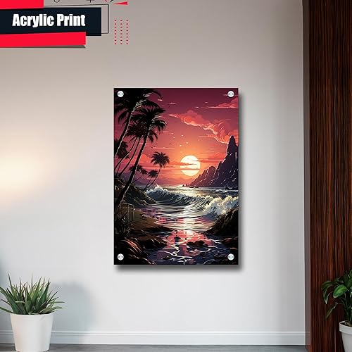 Miniatura 3 de Neon Sunset Vibes Florida Synthwave Sunset Framed poster Print, Retro Miami Style Wall Art, poster Prints, Wall Decor