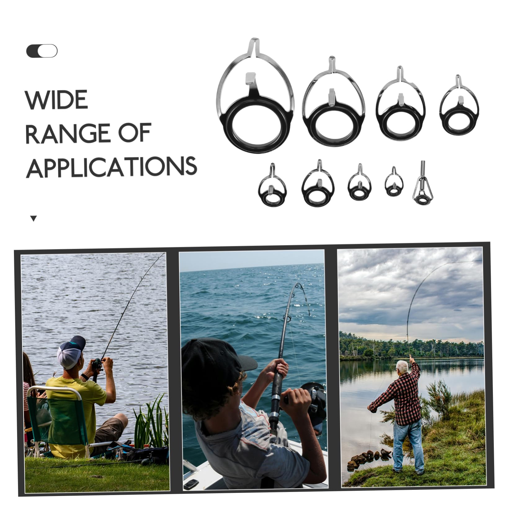 Kisangel 45pezzi Kit di Riparazione per Punta della Canne da Pesca Carbonio con Anelli Ceramici per Pesca Mare e Fiume Strumenti Versatili per La Riparazione