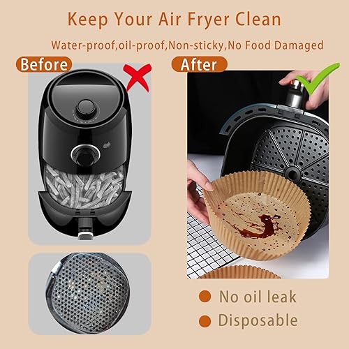 Miniatura 3 de Forros para freidora de aire de 8 pulgadas, papel pergamino desechable de silicona para hornear, filtros de papel para canasta, alfombrilla redonda
