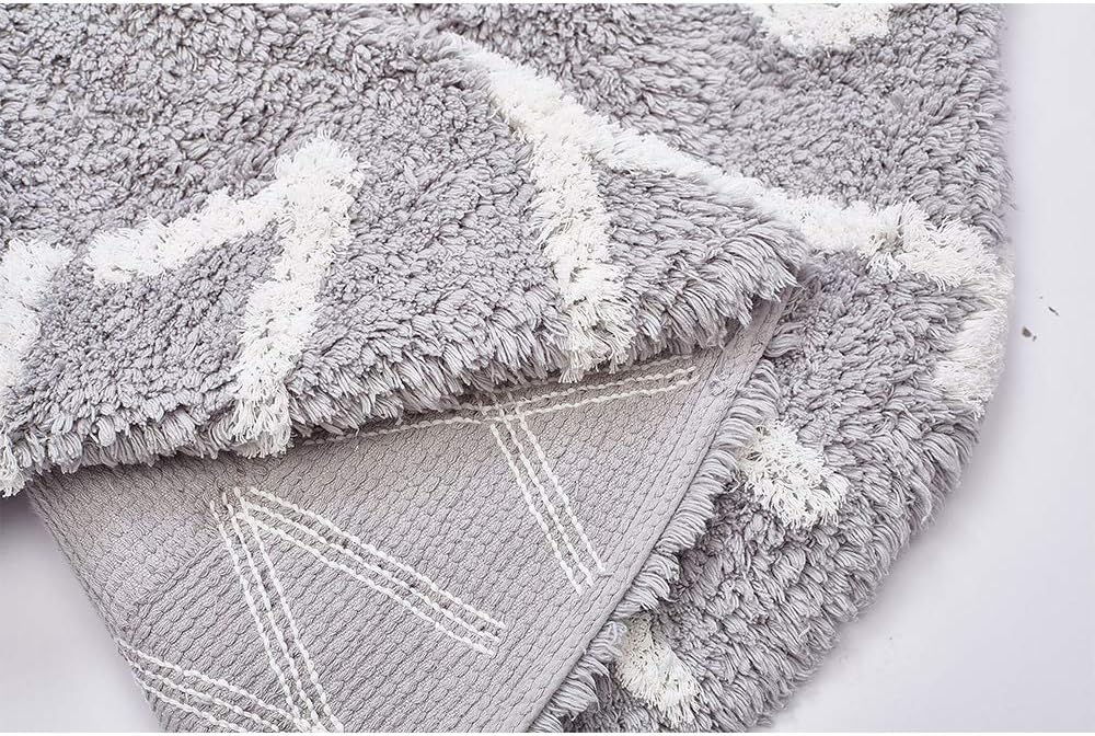 Up To 60% OFF Wonder Space Handmade ABC Alphabet Kids Play Mat - Soft 100% Cotton Non-Slip Educational Letter Learning Nursery Rug, Ideal Indoor Room Floor Carpet Decorations (47 Inch, Grey)