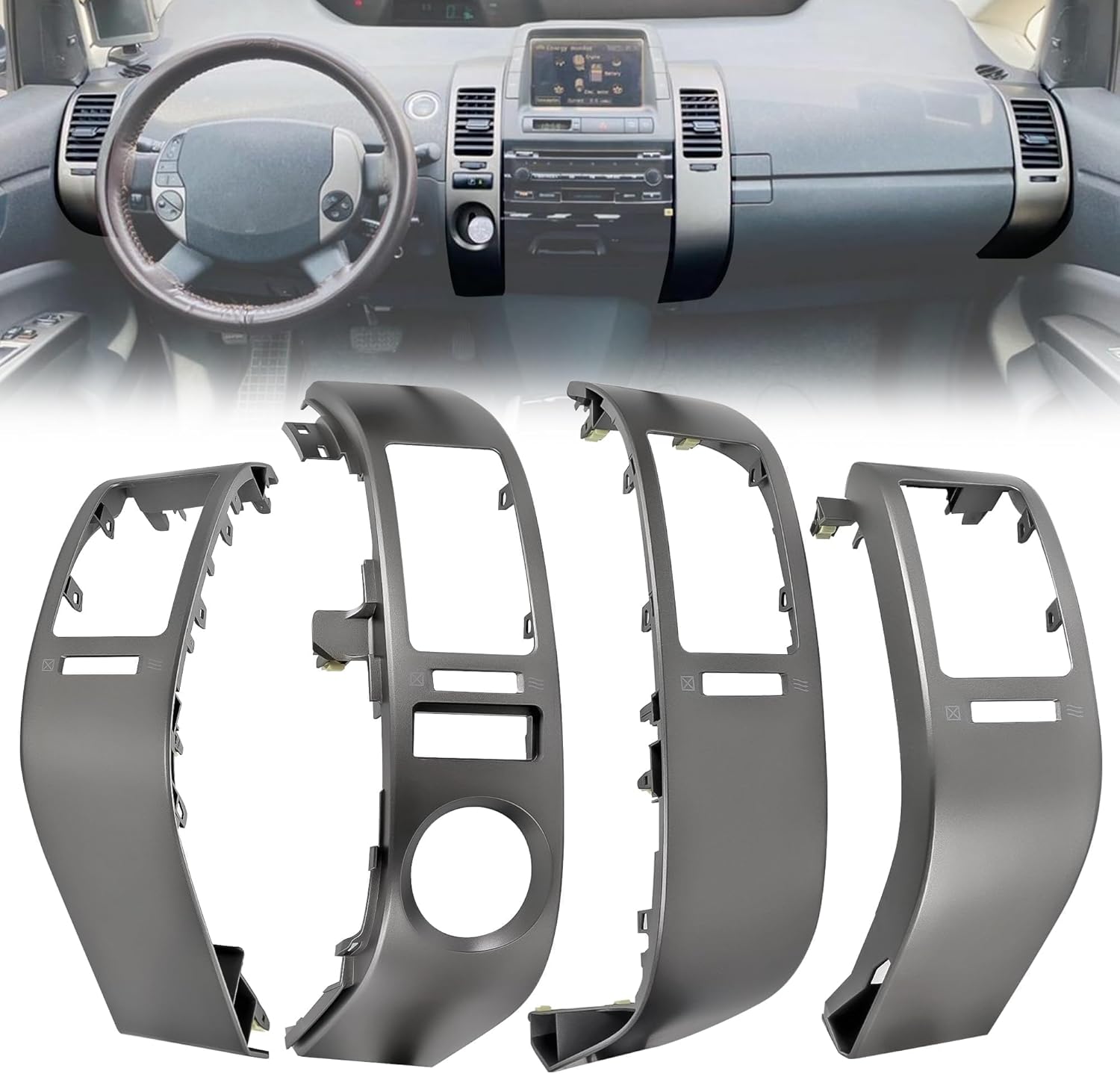 4 Pcs A/C Dash Air Vent Trim Panel Center Console Air Outlet Frame Cover Fit for Toyota Prius 1.5L 2004 2005 2006 2007 2008 2009 Replaces 55670-47060 55680-47020 55475-47020 55474-47020