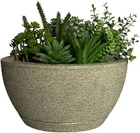 Vaso Bacia Cuia P/plantas Decorativa Luxo Terrário Jardim C/prato (Cinza)